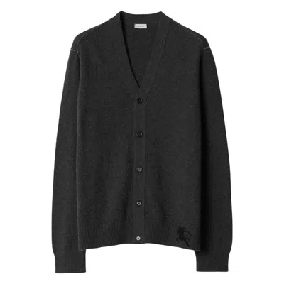 Burberry Ekd Embroidered Cashmere Cardigan In Gray