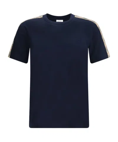 Burberry Ekd Embroidered Checked-band T-shirt In Black