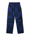 Burberry Ekd-embroidered Straight-leg Checkered Twill Trousers In Blue