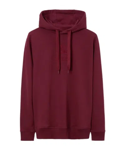 Burberry Embroidered Ekd Cotton Hoodie In Deep Crimson