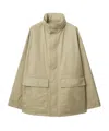Burberry Gabardine Jacket With High Collar And Pockets In Nude