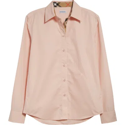 Burberry Ekd Embroidered Cotton Poplin Shirt In Pink