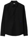 Burberry Tailored Shirt With Curved Hem And Point Collar In Black