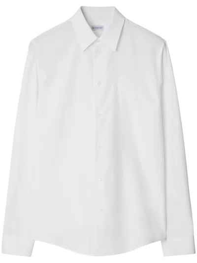 Burberry Cotton Poplin Ekd-embroidered Formal Shirt In White