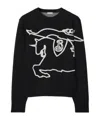 Burberry Black Crewneck Sweater With Maxi Ekd Logo On The Front In Cotton Blend In Black