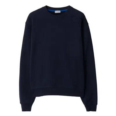 Burberry Ekd Embroidered Cotton Sweatshirt In Blue