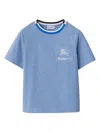 Burberry Kids Ekd-embroidered Crewneck Cotton T-shirt In Blue