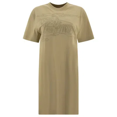 BURBERRY BURBERRY EKD EMBROIDERED COTTON T-SHIRT DRESS