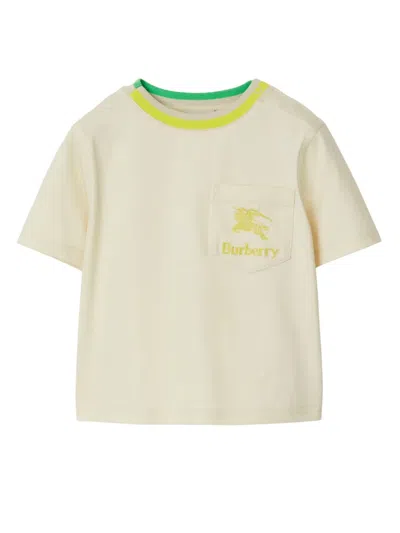 Burberry Babies' Ekd-embroidered Cotton T-shirt In Neutrals