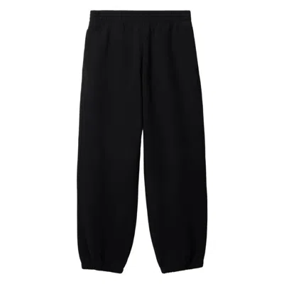 Burberry Ekd Embroidered Cotton Jogging Pants In Black