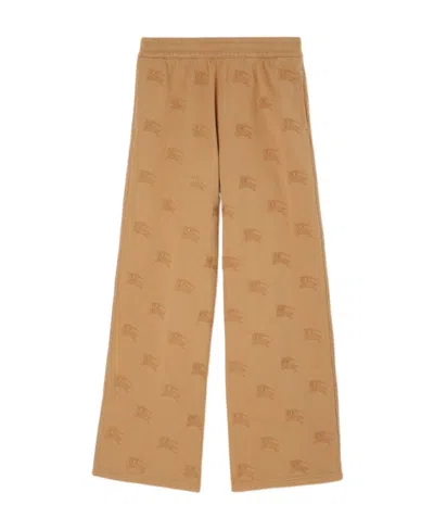 Burberry Ekd-embroidered Cotton Track Pants In Nude