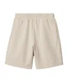 Burberry Ekd-embroidered Cotton Track Shorts In Neutral