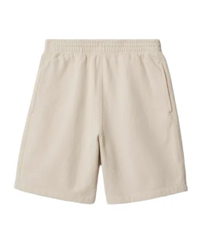 Burberry Ekd-embroidered Cotton Track Shorts In Neutral