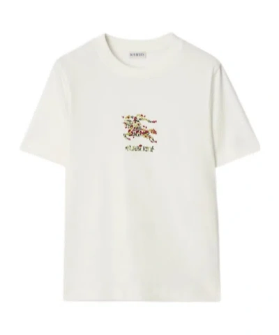 Burberry Rib-knit Neckline T-shirt With Embroidered Equestrian Knight In Animal Print