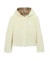 Burberry Ekd-embroidered Fleece Hooded Jacket In White