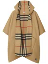 Burberry Ekd-embroidered Hooded Cashmere Cape In Neutrals