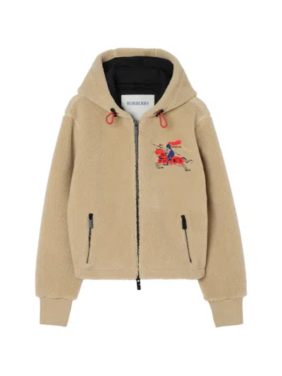 Burberry Ekd Embroidered Hooded Fleece Jacket In Multi