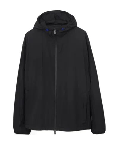 Burberry Ekd-embroidered Hooded Lightweight Jacket In Black
