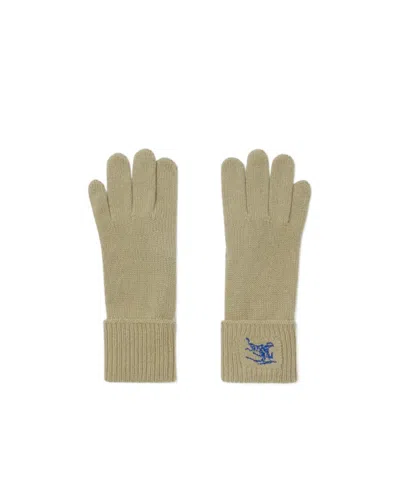 Burberry Ekd-embroidered Knitted Gloves In Nude