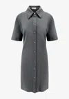 Burberry Cotton Blend Dress With Ekd Embroidery In Gray