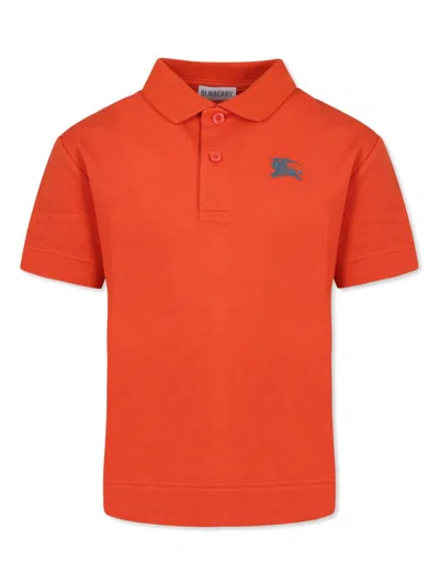 Burberry Kids' Ekd-embroidered Polo Shirt In Orange