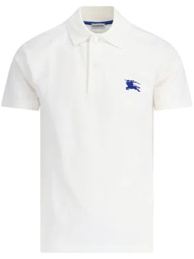 Burberry Pique Polo Shirt With Embroidered Ekd In White