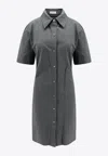 Burberry Straight-point Collar Cotton-blend Dress In Gray