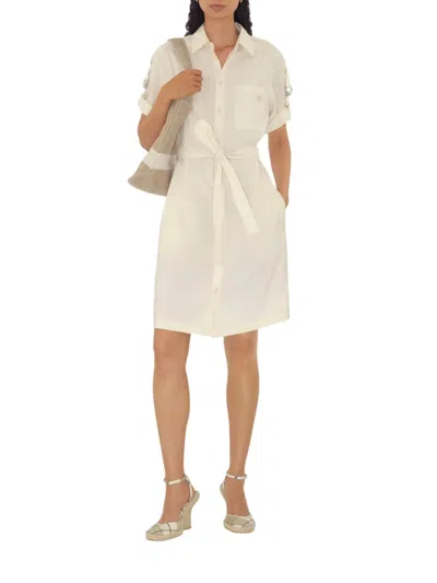Burberry Ekd-embroidered Shirt Dress In Weiss