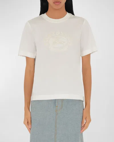 Burberry Ekd Embroidered Short-sleeve T-shirt In White