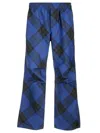 Burberry Ekd-embroidered Straight-leg Checkered Twill Trousers In Blue