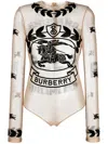 Burberry Ekd Embroidered Stretch Tulle Bodysuit In Nude