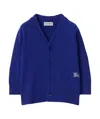 Burberry Ekd-embroidered Wool Cardigan In Blue
