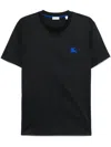 Burberry Blue T-shirt With Eks Logo Embroidered On The Front In Cotton Man In Black