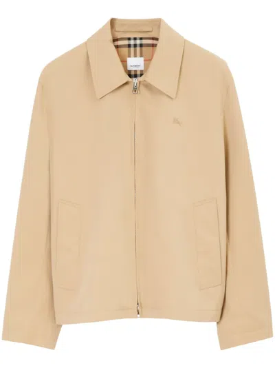 Burberry Cotton Gabardine Rain-resistant Jacket With Snap Buttons In Honey