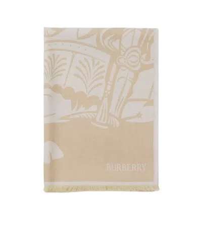 BURBERRY BURBERRY EKD MOTIF FRAYED EDGE SCARF