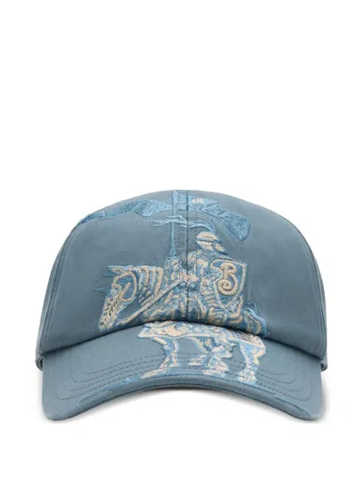 Burberry Ekd Gabardine Baseball Cap In Blue