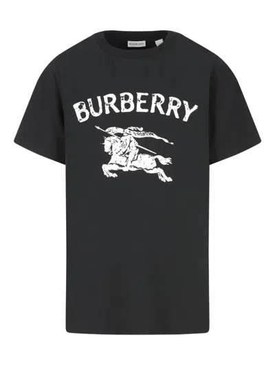 Burberry Kids' Ekd Graphic-print T-shirt In Black