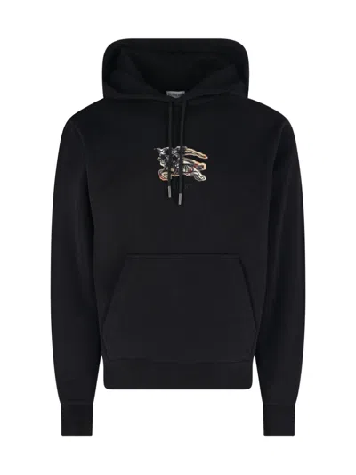 Burberry Simon Hoodie With Front Pocket And Hood In Black