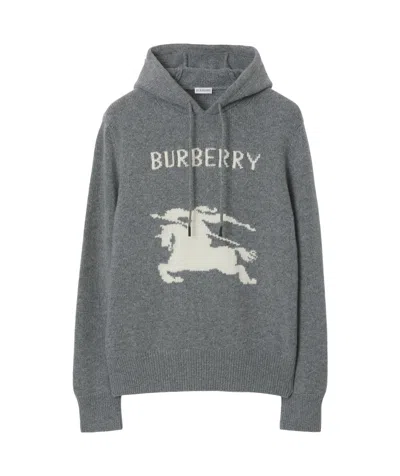 BURBERRY BURBERRY EKD INTARSIA-KNIT DRAWSTRING HOODIE