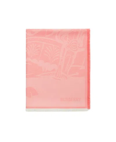Burberry Ekd Intarsia-knit Scarf In Pink