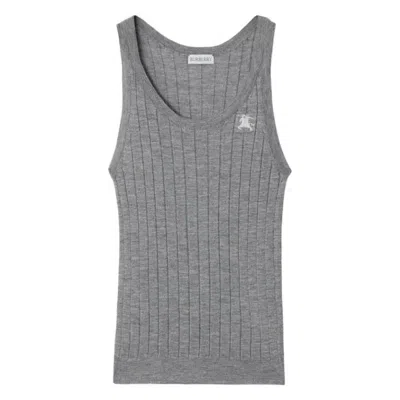 Burberry Ekd Intarsia Logo Cashmere Tank Top In Gray