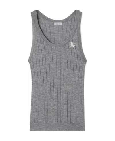 Burberry Ekd Intarsia-logo Cashmere Vest In Gray
