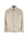 Burberry Gabardine Jacket With Collared Neck And Side Pockets In Beige