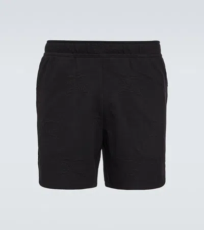 Burberry Ekd Jacquard Cotton-blend Shorts In Black