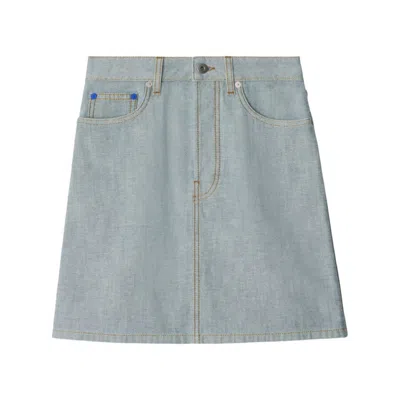 BURBERRY BURBERRY EKD JACQUARD DENIM SKIRT