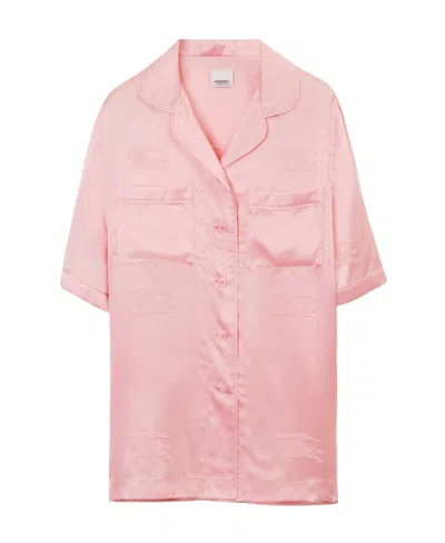 Burberry Ekd Jacquard Silk Pyjama Shirt In Pink