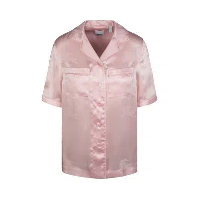 Pre-owned Burberry Ekd Jacquard Silk Shirt 'pink' | Women's Size 4