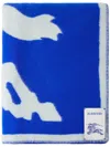 Burberry Ekd-jacquard Wool Blanket In Blue