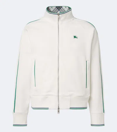 Burberry Funnel-neck Jacket In Medium With Embroidered Details In White