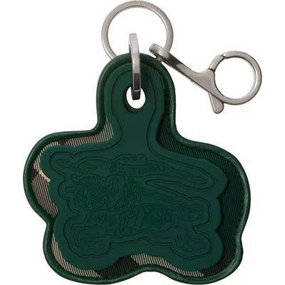 Burberry Ekd Logo-debossed Leather Keyring In Ivy